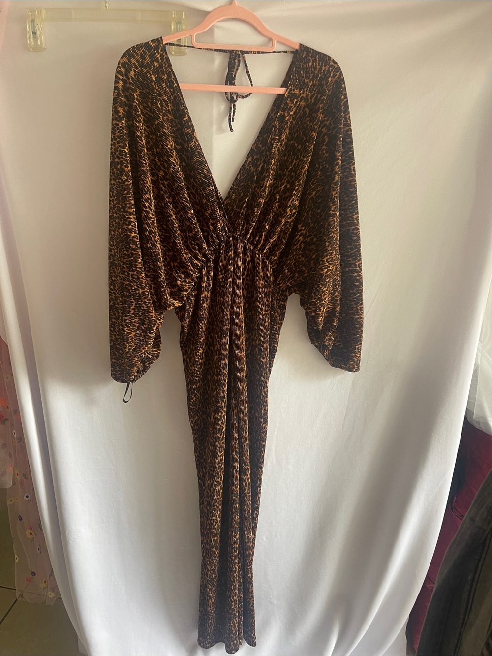 Bardot Brown Animal Print Maxi Dress with V-Neck